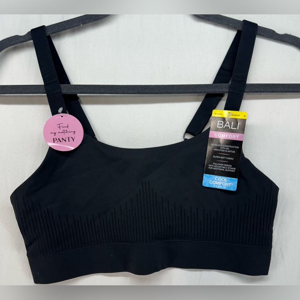 Bali Women's Comfort‎ Revolution Modern Seamless Bralette Black Size M NEW